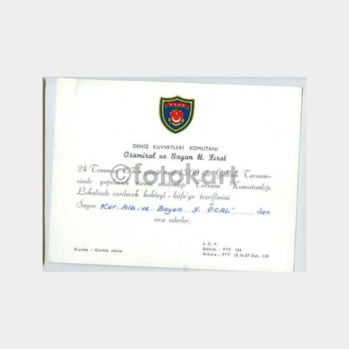 1975 Deniz Kuvvetleri Komutanı Oramiral Hilmi Fırat Davetiye