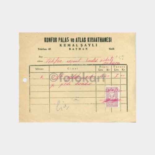 1960 Batman - Konfor Palas Otel Faturası