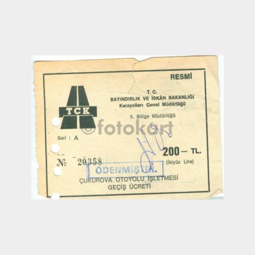 1970 Çukurova Otoyol Bileti