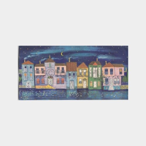 Eski İstanbul Evleri Desenli Doğan Kardeş Tebrik Kartı