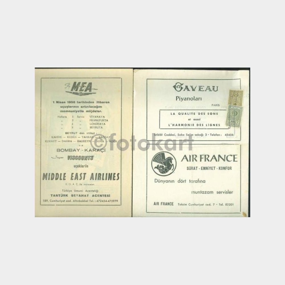 1955-1958 Filarmoni Konser Programı (4 Adet-Uçak Reklam) - Görsel 2