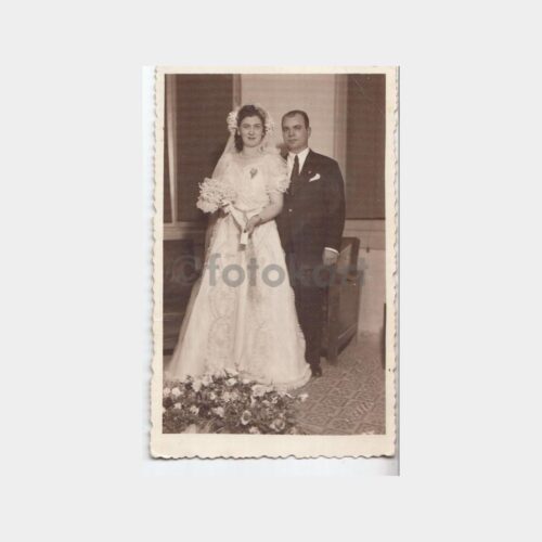 1947 İzmir Hamza Rüstem - Ali Balım Stüdyo Gelin Damat Fotoğraf