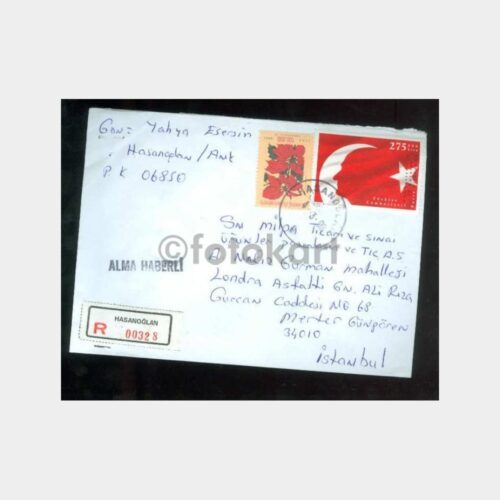 1999 Hasanoğlan Damgalı Taahhütlü Zarf
