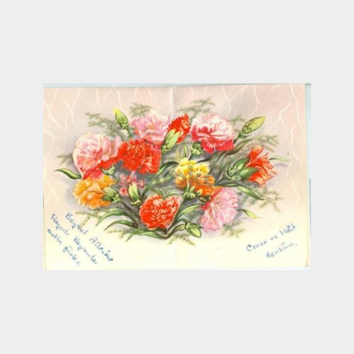 Karanfil Çiçek - Kabartma Kağıt Tebrik Kartı