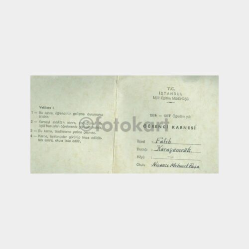1966 Fatih Karagümrük - Okul Karnesi