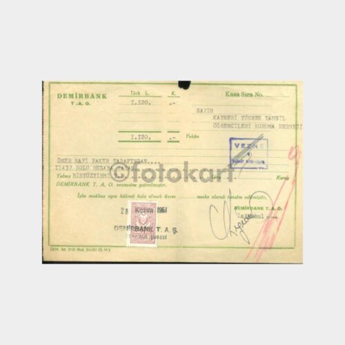 1961 Demirbank Para Makbuzu