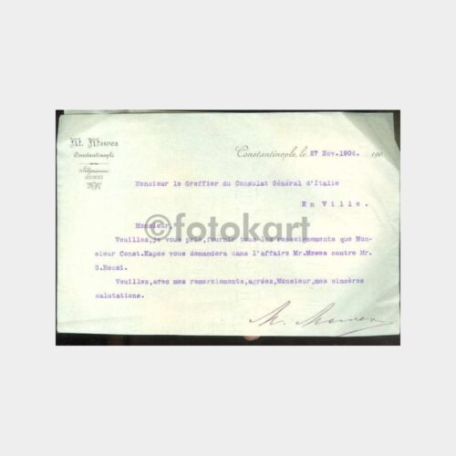 1906 İstanbul - Mewes Antetli Yazısı