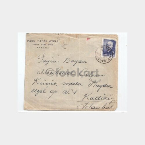 1940 Ankara Park Palas Antetli Pullu Damgalı Zarf