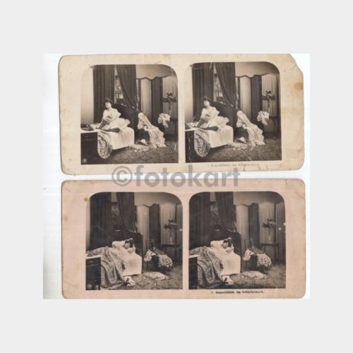 1920 Schalit Damgalı 2 Adet Streoskop Fotoğraf Kartı