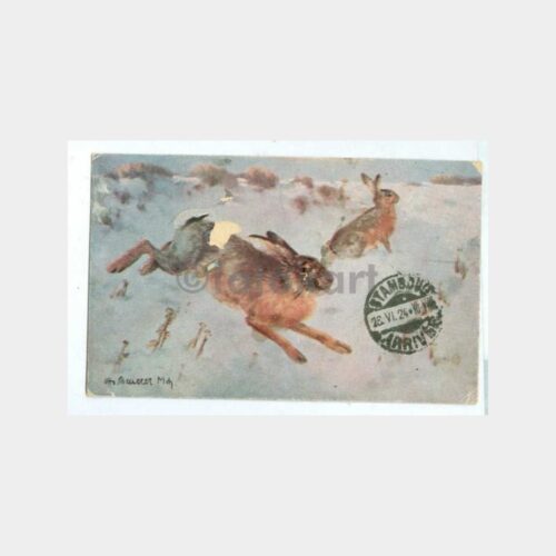1924 Tavşan Resimli Tablo Konulu Kartpostal