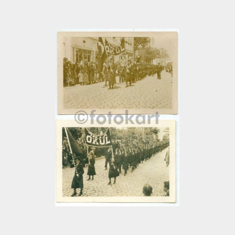 1937 Kız Lisesi Tören Yürüyüş 3 Adet Fotoğraf