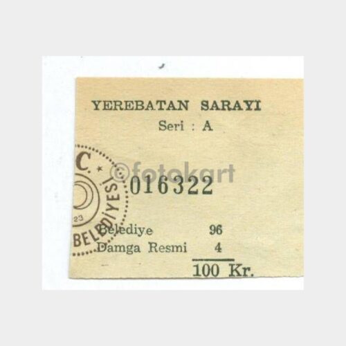 1965 İstanbul Yerebatan Sarnıcı Giriş Bileti (Eski)