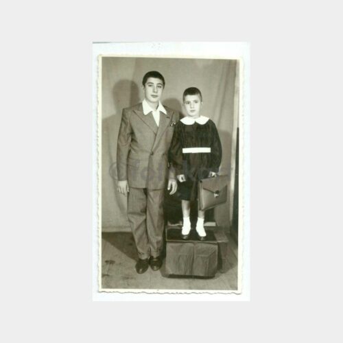 1954 Çantalı İlkokul Çocuk Ağabeyi ile Fotoğraf