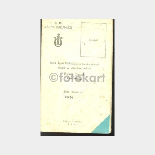 1959 Emekli Cüzdanı Resmi Senet