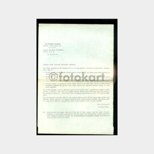 1977 Ali Nusret Pulhan - Filateli Konulu Evrak