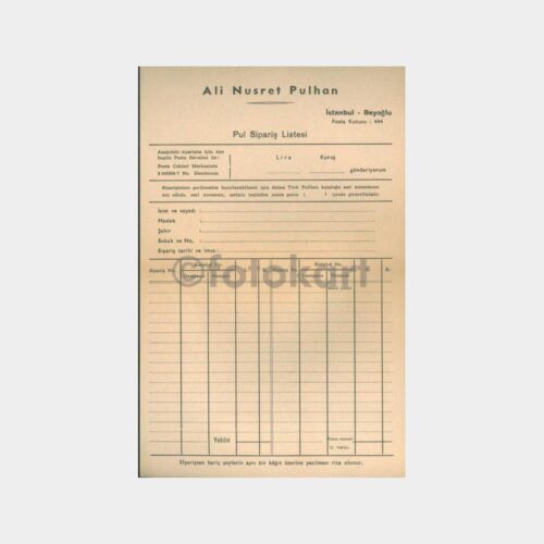 1977 Ali Nusret Pulhan - Filateli Konulu Evrak