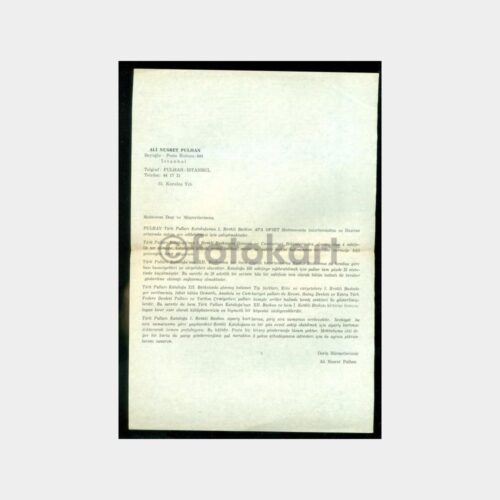 1977 Ali Nusret Pulhan - Filateli Konulu Evrak