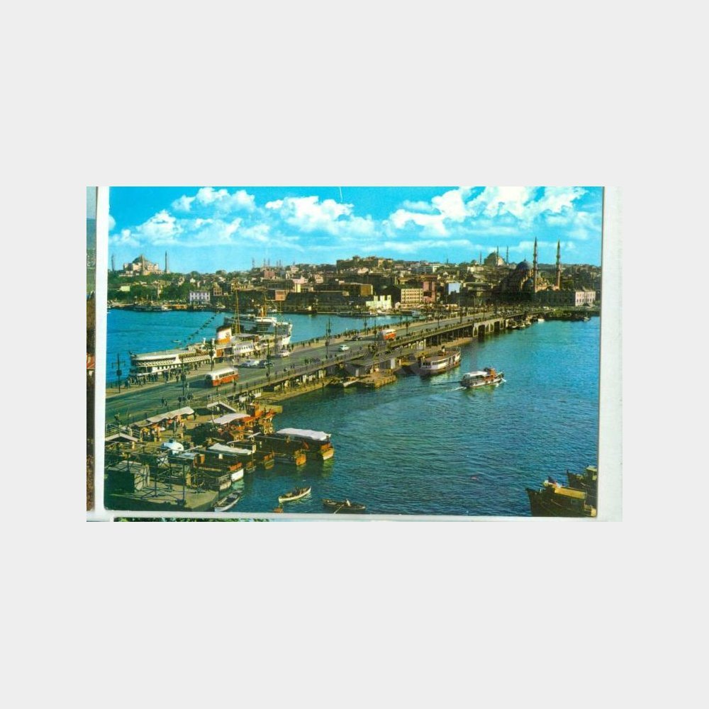 1968 Galata Köprüsü Vapurlar Görünüş Kartpostal