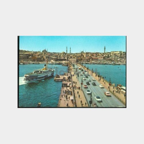 1968 Galata Köprüsü Vapurlar Görünüş Kartpostal