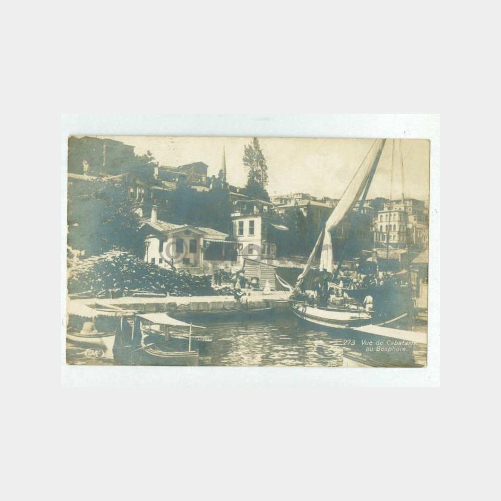 1920 İstanbul Kabataş İskelesi Görünüş Kartpostal