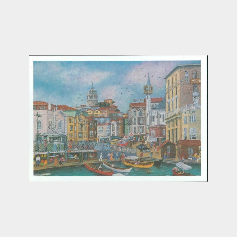 1996 İstanbul Karaköy Köprü - Ressam Tablo Kartı
