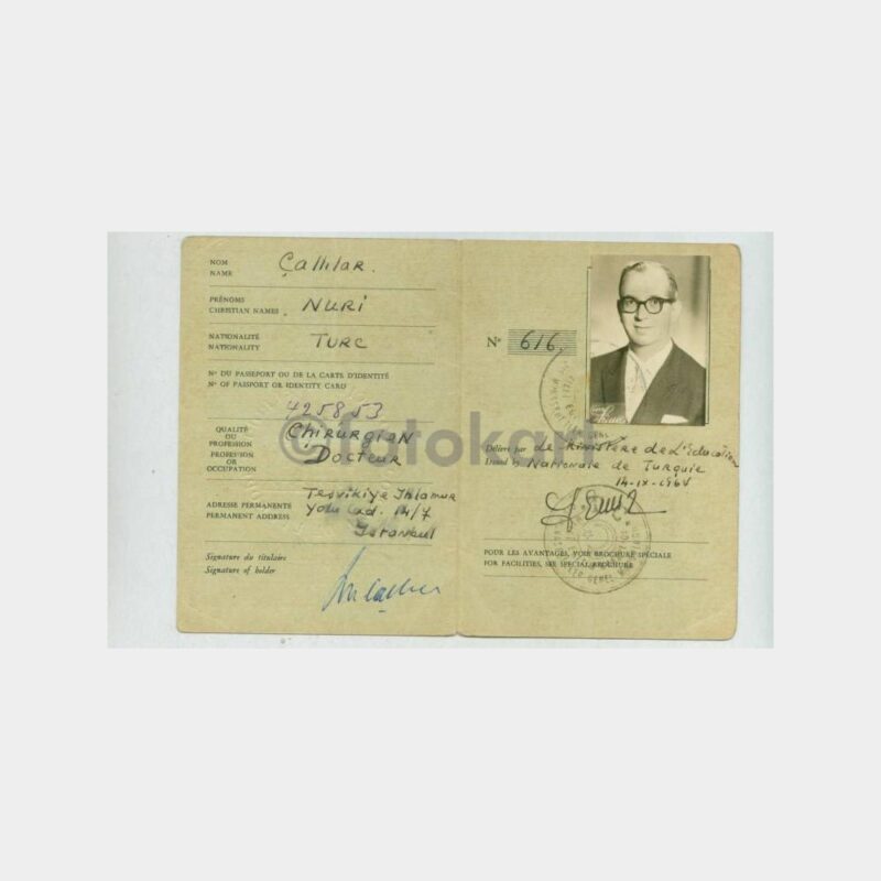 1965 Avrupa Konseyi Kültür Kom Kimlik Kartı - Görsel 2