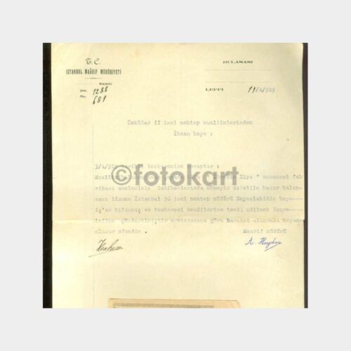 1929 İstanbul Maarif Müdüriyeti Yazısı