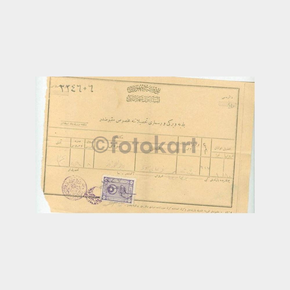 1927 Eski Türkçe Vergi Makbuzu