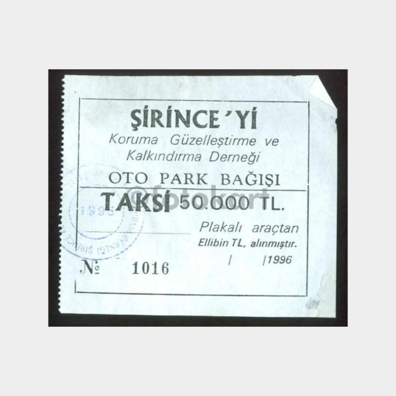 1996 Selçuk Şirince Konulu Makbuz