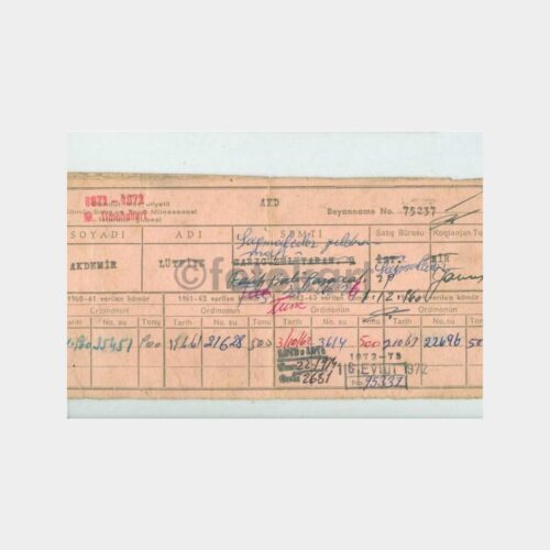 1960 İstanbul Kömür Tahsis Kartı