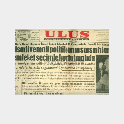 1957 Ulus Gazetesi (22.07.1957 Tarihli)