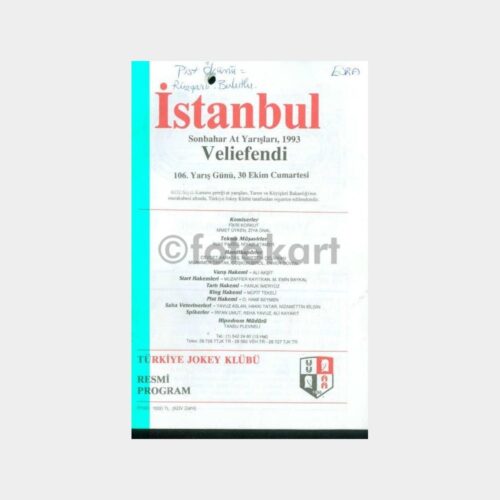 1993 Veliefendi Sonbahar At Koşusu Bülteni