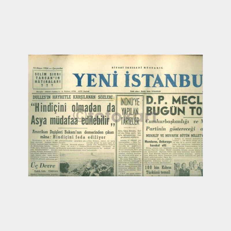 1954 Yeni İstanbul Gazetesi (12.05.1954 Tarihli)