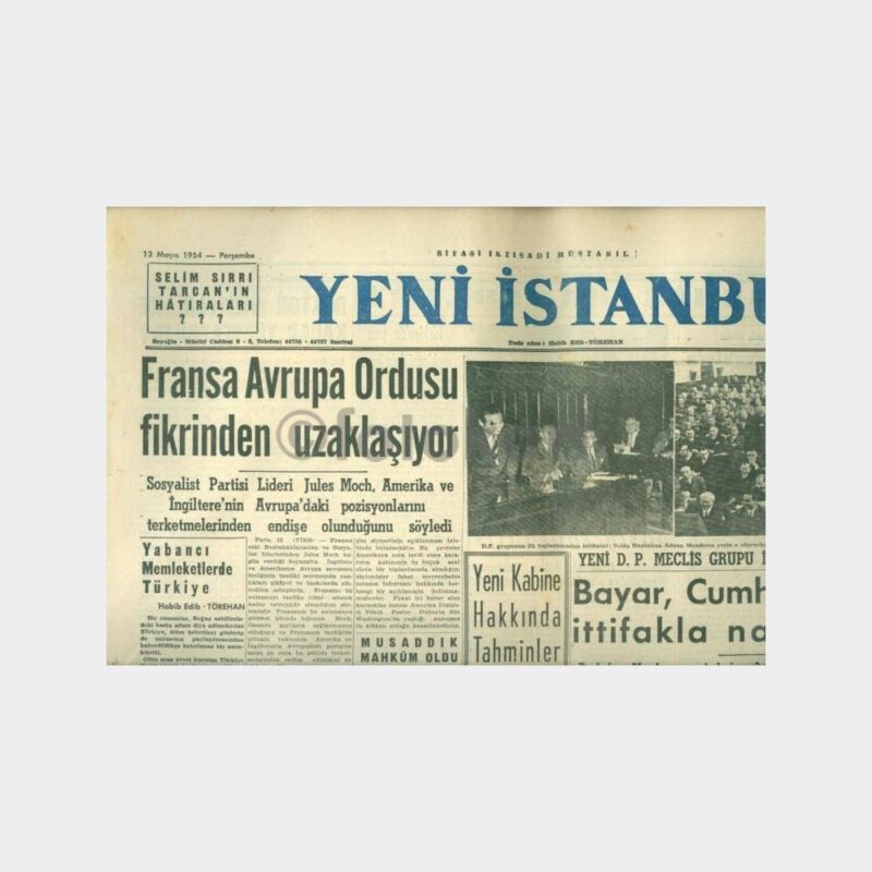 1954 Yeni İstanbul Gazetesi (13.05.1954 Tarihli)