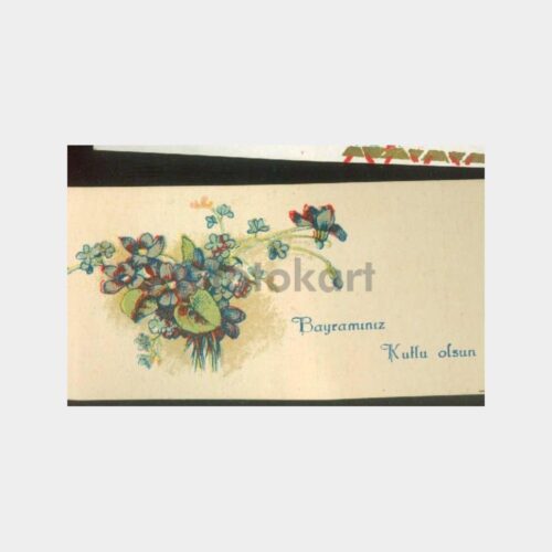 1940 Çiçek Konulu Tebrik Kartı