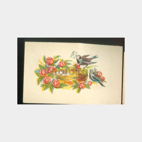 1940 Çiçekli Tebrik Kartı