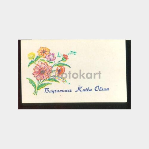 1940 Çiçek Desenli Tebrik Kartı