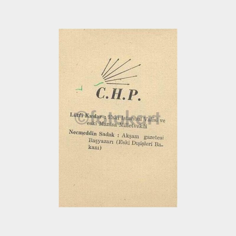 1950 CHP Lütfi Kırdar Seçim Pusulası