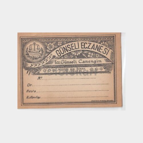 1940 Beyoğlu Günseli Eczanesi Etiketi