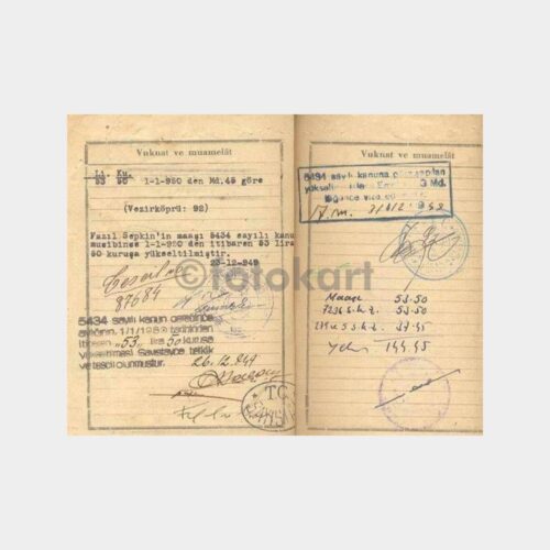 1946 Emekli Cüzdanı Muhtelif Resmi Damgalar