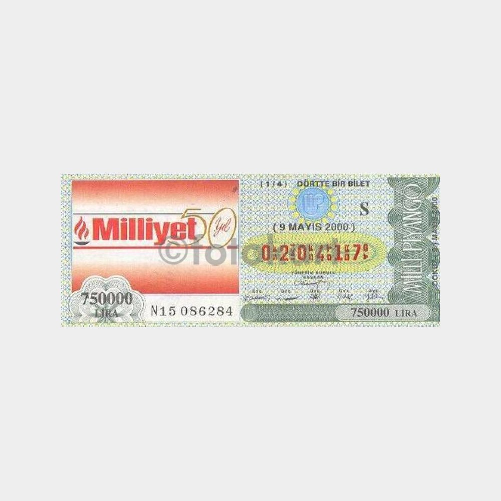Milli Piyango - 09.05.2000 S - Milliyet 50. Yıl