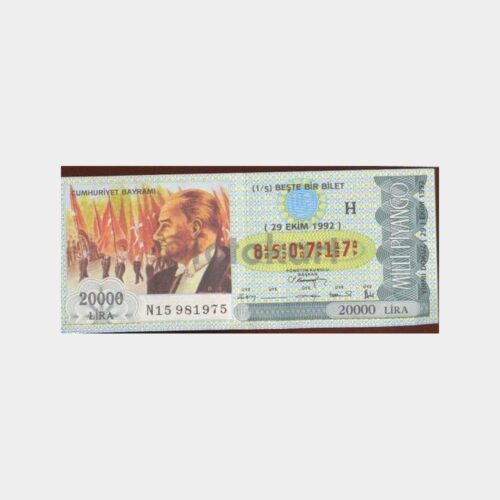 Milli Piyango - 29.10.1992 H-850717 Cumhuriyet 69. Yıl