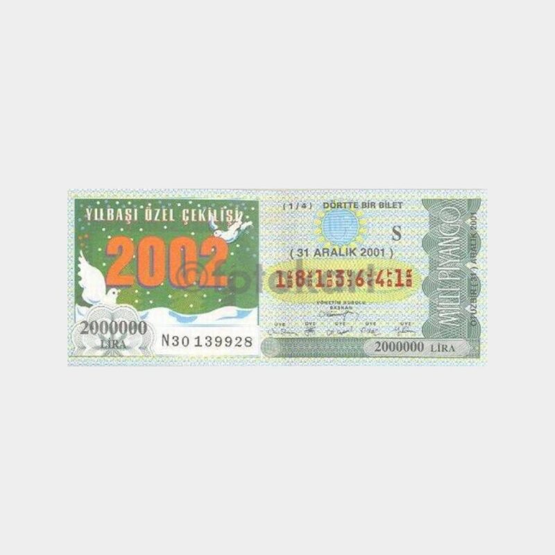 Milli Piyango - 31.12.2001 S-1813641 Yılbaşı