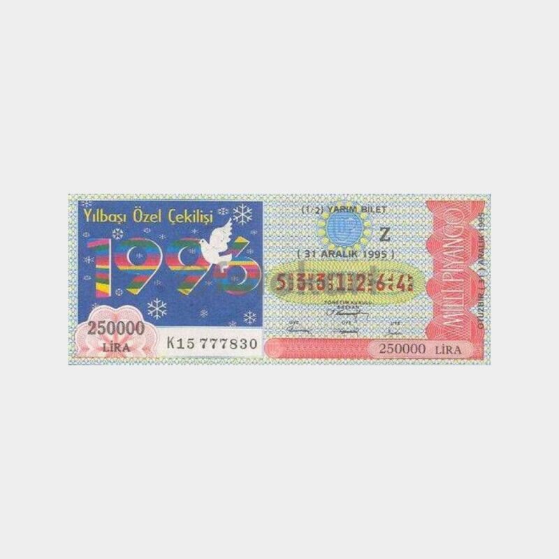 Milli Piyango - 31.12.1995 Z-5331264 Yılbaşı Yarım