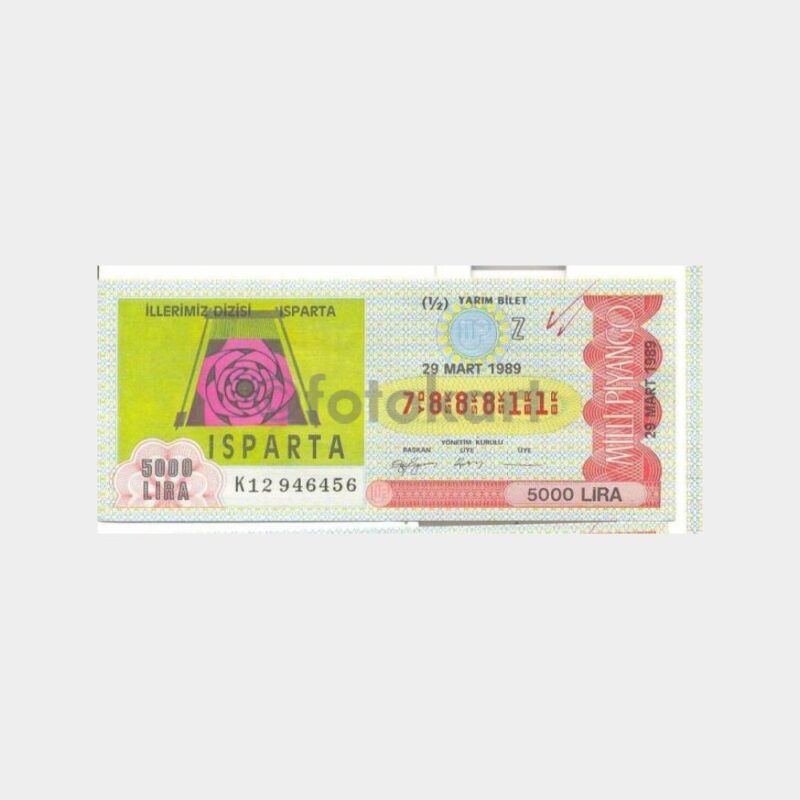 Milli Piyango - 29.03.1989 Z-788811 Isparta