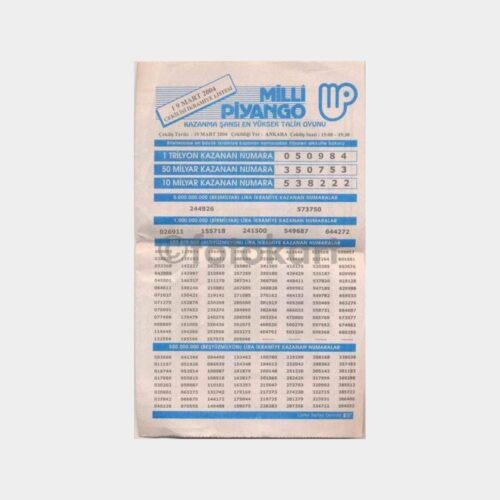 Milli Piyango - 19.03.2004 Çekiliş İkramiye Listesi