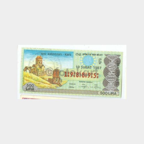 1987 Milli Piyango - 19.02.1987 Ç-198895 Kars Ani