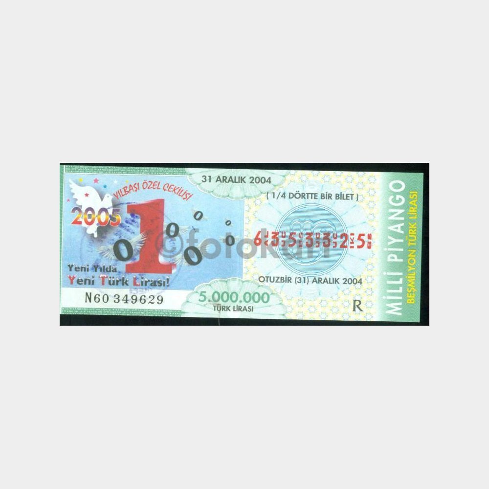 Milli Piyango - 31.12.2004 R-6353325 Yılbaşı