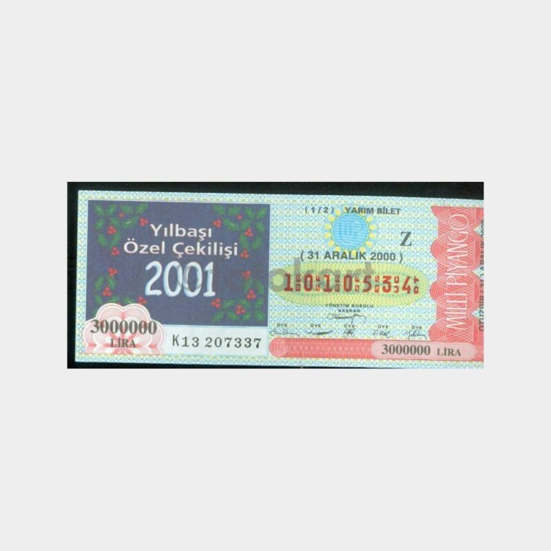 Milli Piyango - 31.12.2000 Z-1010534 Yılbaşı