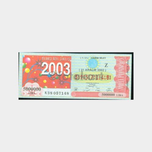 Milli Piyango - 31.12.2002 Z-3957148 Yılbaşı